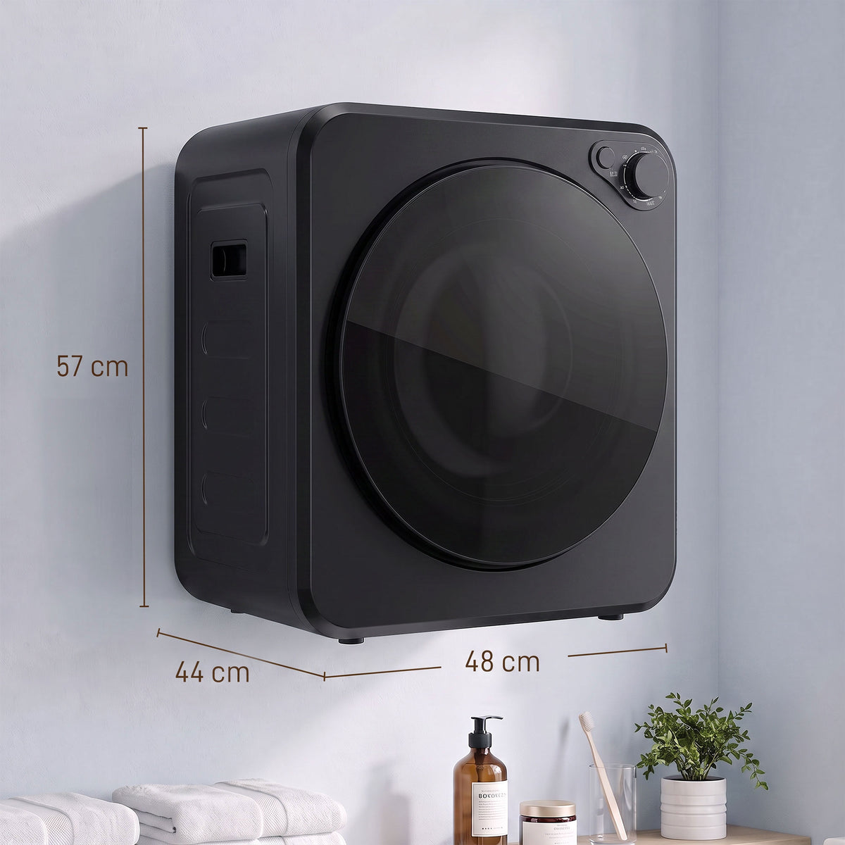 2.5kg Compact Vented Tumble Dryer, 400/800W Electric Clothes Dryer, 5 Drying Modes, Front Loading, Black