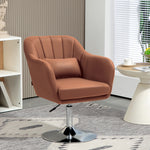 Fauteuil de salon coussins lombaires hauteur réglable pivotant 360° piètement en métal marron