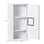 Armoire à pharmacie murale 2 étagères 3 niveaux avec porte aimantée métal 30 x 12 x 60 cm blanc