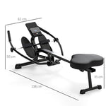 Rameur hydraulique à 12 niveaux avec écran LCD, pour l'entraînement cardio à domicile, charge max. 130 kg, noir