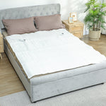 Couverture chauffante, plaid chauffant avec double commande, 5 niveaux de chauffage, minuterie 10H, 160x140cm, blanc