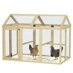 Enclos poulailler en bois cage à poules parc grillagé 140 x 88,5 x 106 cm naturel
