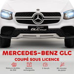 Voiture électrique enfants, véhicule électrique 12V, télécommande 2,4G, 3 vitesses, démarrage lent, 105x68x50cm, blanc