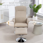 Fauteuil relax inclinable 135° pivotant 360° avec repose-pieds revêtement tissu beige