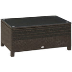 Table Basse de Jardin Plateau Verre trempé 5 mm rotin tressé 85 x 50 x 39cm Max. 50 kg Marron
