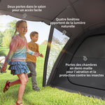 Tente de camping familiale pour 4-6 personnes, tente tunnel imperméable 3000 mm avec 2 portes, sac de transport, noir