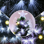 Sapin de Noël Artificiel Lumineux 90H cm Fibre Optique LED + 14 Ampoules + Support Pied 90 Branches étoile Sommet Brillante Vert
