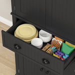Buffet haut cuisine, armoire de cuisine avec 4 portes, tiroir et étagères réglables, 76,2 x 40,2 x 183 cm, noir