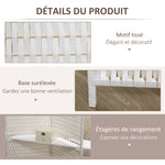 Séparateur de pièces 4 panneaux 2 étagères pliables blanc paille