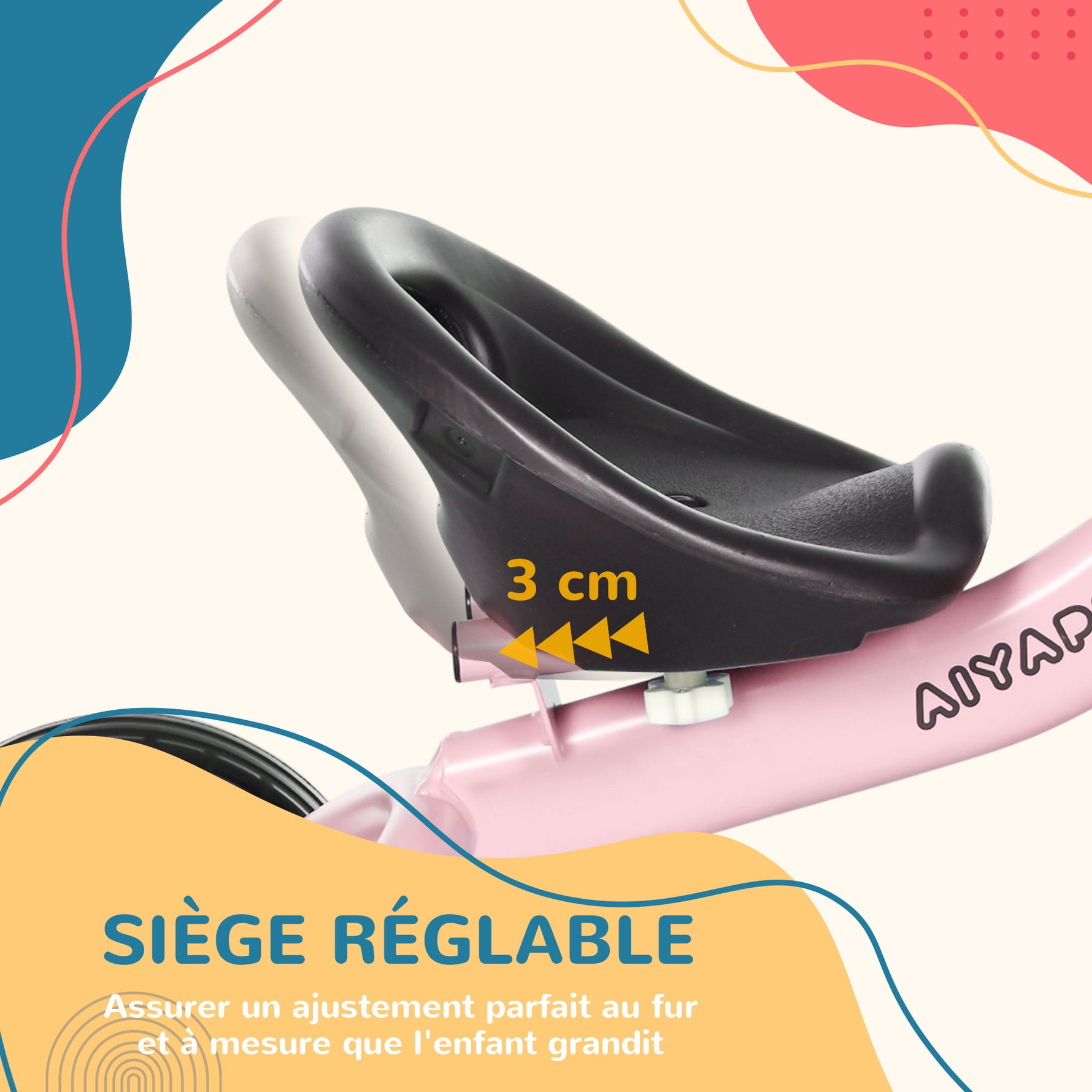 Tricycle enfants avec sonnette et panier selle réglable avec dossier - pour enfant de 2 à 5 ans rose