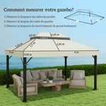 Toile pour tonnelle toile de rechange pour tonnelle à 2 niveaux protection UPF30+ trous de drainage  4 x 3 m crème