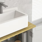 Mueble bajo lavabo 2 puertas, estante interior ajustable de 2 niveles, tiradores de PU, 60 x 30 x 60 cm, blanco
