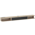Meuble TV suspendu, meuble télé pour téléviseur jusqu'à 75 pouces, tiroir rabattable 2 étagères 180x24x16cm bois naturel