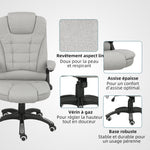 Fauteuil de bureau massant et chauffant chaise de bureau avec hauteur réglable dossier inclinable et télécommande gris