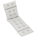 Coussin bain de soleil épais coussin chaise longue 190 x 56 x 10 cm, UPF20+, matelas transat six attaches, gris clair
