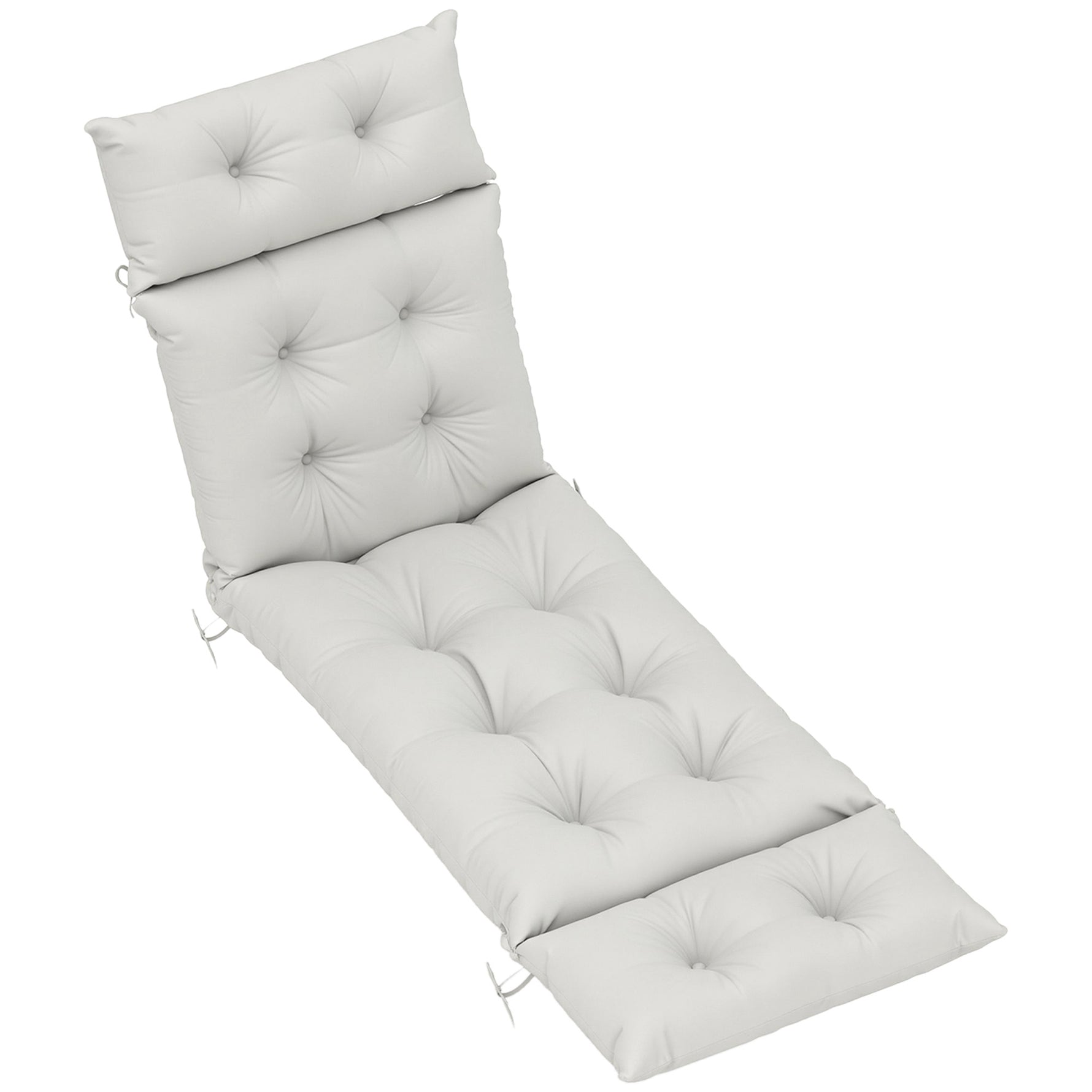 Coussin bain de soleil épais coussin chaise longue 190 x 56 x 10 cm, UPF20+, matelas transat six attaches, gris clair
