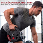 Disques de Poids en Acier 10 kg, Finition PVC, Plaques de Poids 2 x 5 kg, 3 Poignées, Trous de Ø 50 mm, Noir