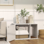 Maison de toilette chat meuble litière pour chat tapis griffoir porte avec poignées style bohème 80 x 50 x 50 cm blanc