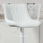 Lot de 2 tabourets de bar, chaises de bar structure en acier hauteur réglable 92-110 cm, dossier repose-pieds blanc