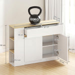 Buffet meuble de rangement avec 2 tiroirs 3 étagères ouvertes et placard 2 portes 110 x 29,5 x 82 cm blanc