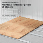 Abri de jardin 5,4 m² 2,77 x 1,95 x 1,92 m kit de fondation porte coulissante ventilations tôle acier, gris clair
