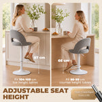 Lot de 2 Tabourets de Bar, Chaises de Bar Réglables en Hauteur, Assise Rembourrée en Chenille, Pivotant 360°, Gris