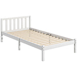Estructura de cama de madera maciza 90x190 cm, cama individual con cabecero y somier de láminas resistente para niños y adultos