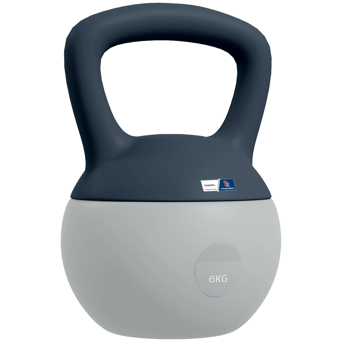 Kettlebell 6 kg - Collaboration .fr x FFHandball - Hantel mit rutschfestem Griff, Grau und Blau