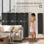 Paravent interieur en bois 6 panneaux 240 x 170 cm séparateur de pièce pliable pour salon, chambre à coucher, naturel