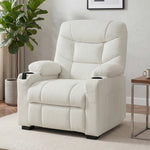 Fauteuil relax électrique, fauteuil inclinable, port USB, repose-pieds, porte-gobelets, 94 x 90 x 105 cm, crème