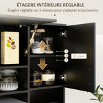 Mobile da cucina multi-ripiano, 4 ante, 3 cassetti, mensola + ampio piano d'appoggio, 89L x 39,5P x 168A cm, nero