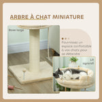 Arbre à chat grattoir design jeu boule et cordelette suspendue+ plateforme peluche - 55 x 55 x 83 cm - sisal beige