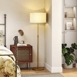 Lampadaire sur pied salon, lampe sur pied dimmable avec télécommande, abat-jour en lin, hauteur réglable 133-168cm, doré