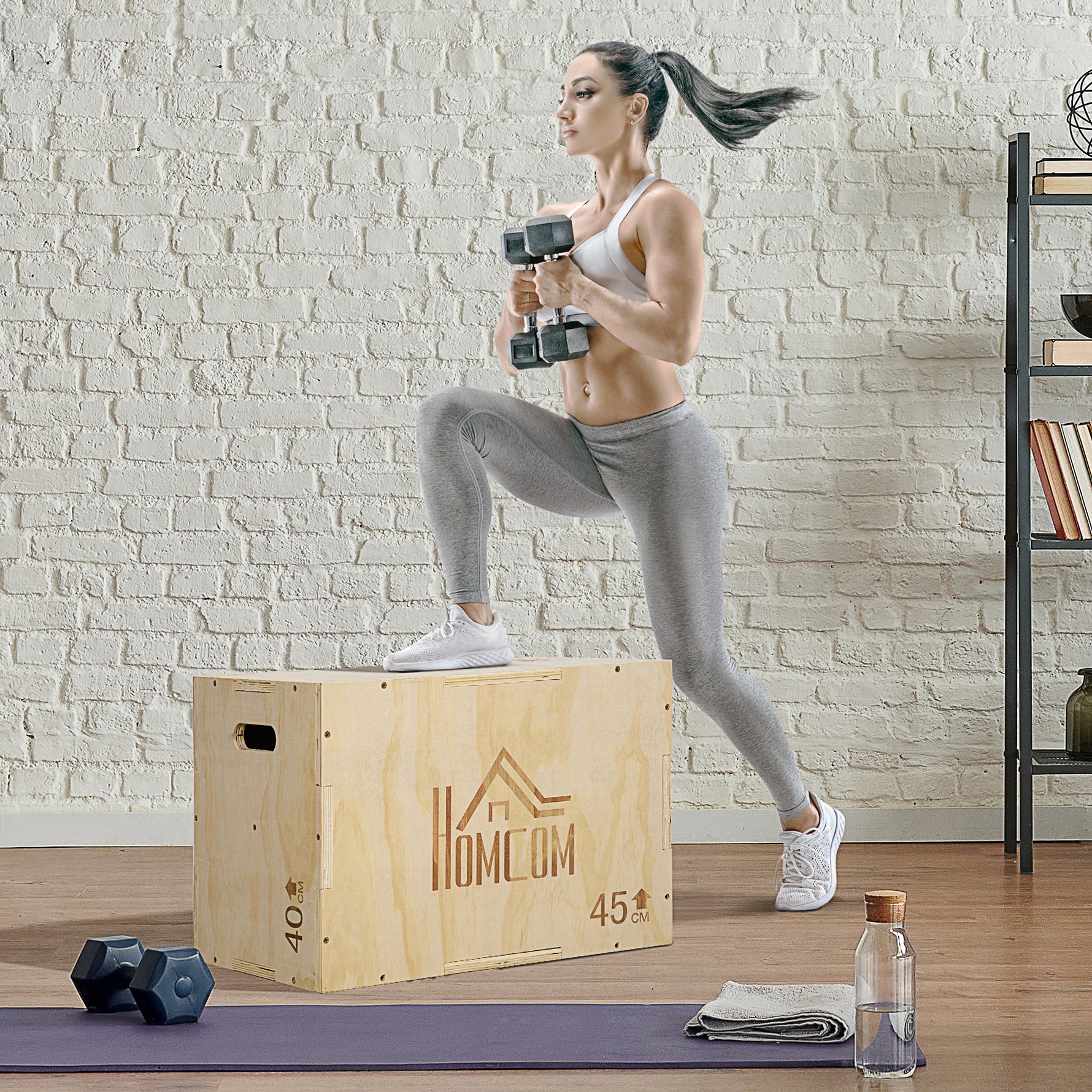 Box jump pliométrie 3 en 1 appareil boîte à saut musculation fitness & entraînement croisé plyobox pour box training 40/45/60 cm en bois