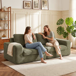 Canapé 3 Places en Velours Côtelé, Canapé de Salon Compressé Moderne 236 cm avec Coussin à Ressorts, Vert-7