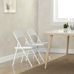 Lot de 2 chaises pliantes chaises de salle à manger portables cadre en acier dim. 45l x 46P x 78H cm blanc