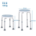 Tabouret de douche siège de douche antidérapant tabouret de bain hauteur réglable pivotant à 360° en aluminium