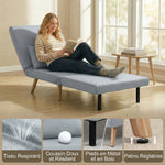 3-in-1 slaapfauteuil, eenpersoons slaapstoel, verstelbare rugleuning in 5 posities, stof, met kussen, grijs