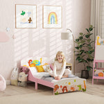 Lit Enfant 70x140 cm motif animal 140 x 70 cm avec sommier à lattes en bois design bas sécurisé rose