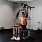 Stazione Multifunzione con Pacco Pesi da 65 kg, Doppia Carrucola, Nero
