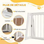 Cancelletto di sicurezza per cani, barriera protettiva a 3 pannelli, estensibile 71-190 cm, in legno - bianco