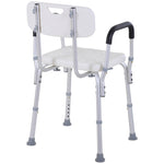 Chaise de Douche siège de Douche Ergonomique Hauteur réglable Pieds antidérapants Dossier accoudoirs Amovibles Charge Max. 136 Kg alu HDPE Blanc