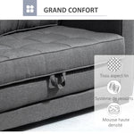 Canapé droit convertible 2 places - dossier capitonné - 147,5 x 75 x 85 cm - gris