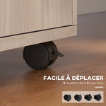 Caisson de bureau à roulettes avec tiroir placard et niche pour documents et dossier suspendu 40 x 35 x 60 cm chêne