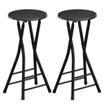 Lot de 2 Tabourets de Bar Pliables, Chaises de Bar Ronds avec Double Repose-Pieds, Cadre en Acier, Noir