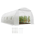 Serre de Jardin Tunnel Surface Sol 18 m² 6L x 3l x 2H m châssis Tubulaire renforcé 24 mm 8 fenêtres Blanc