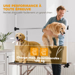 Table de toilettage pour chien pliante potence H-forme inox réglable 2 sangles panier 107 x 60 x 164 cm noir