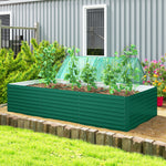 Jardinière surélevée galvanisée rectangulaire pour l'extérieur - fond ouvert - 240 x 120 x 60cm, vert