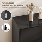 Buffet meuble de rangement 2 tiroirs coulissants 4 portes étagère réglable panneaux de particules 140 x 36 x 74 cm noir