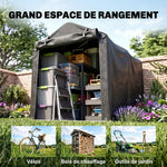 Abri de jardin 2 x 1,6 x 1,65 m abri vélo extérieur cadre en métal galvanisé, imperméable résistant aux UV, gris foncé